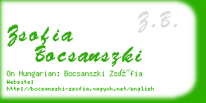 zsofia bocsanszki business card